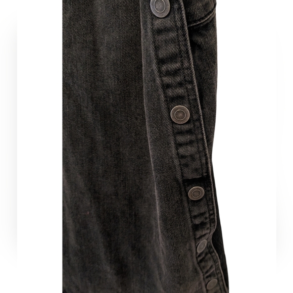 Free People Washed Black Denim Overall Dress Button Side Sz 2 - Picture 3 of 13